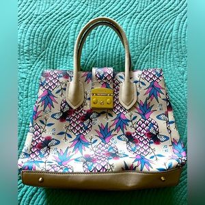 Furla floral pattern handbag with silver detail!